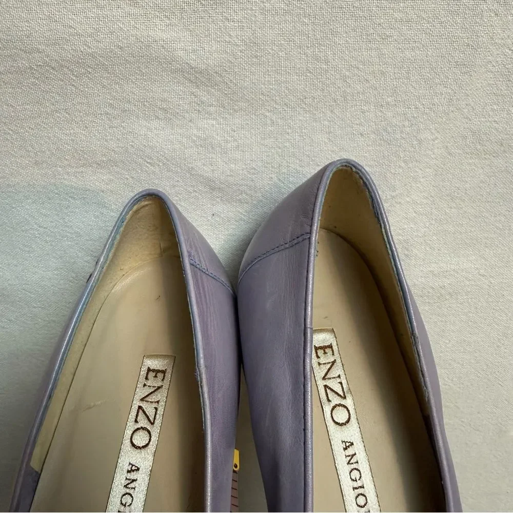 Enzo Angiolini Leather Tassel Loafers Lavender Purple Size 7.5M Spring Preppy